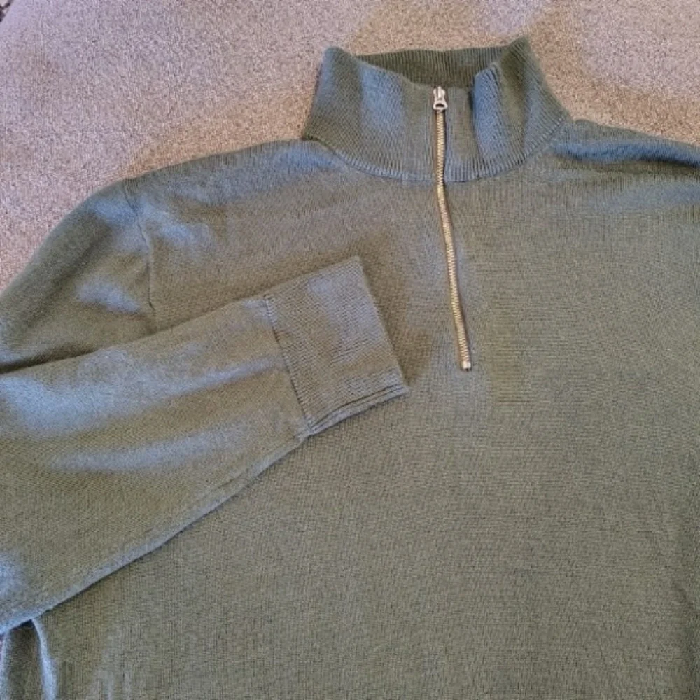 J Crew Quarter Zip Wool Blend Pullover Mens L Olive Green Classic Casual Luxury